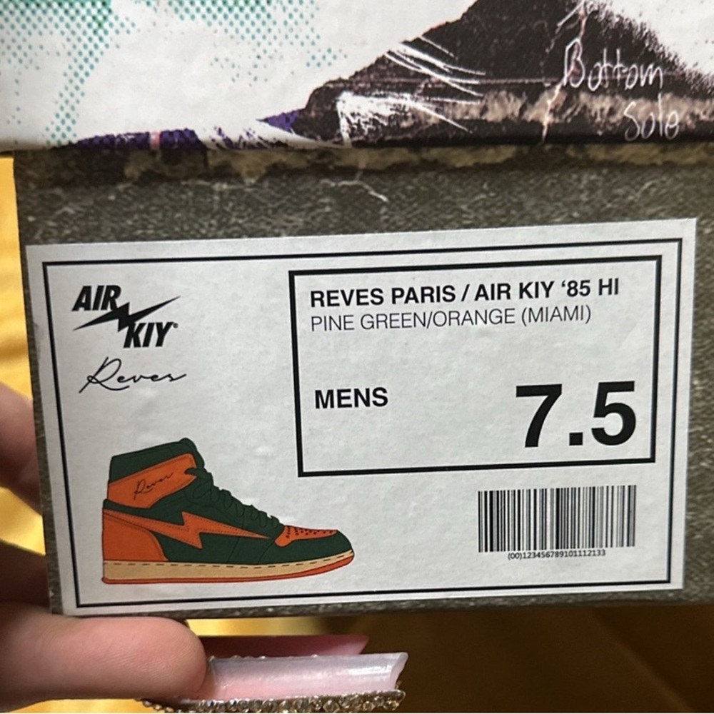 Reves Paris Air Kiy '85 Hi Sneakers - Pine Green/Orange